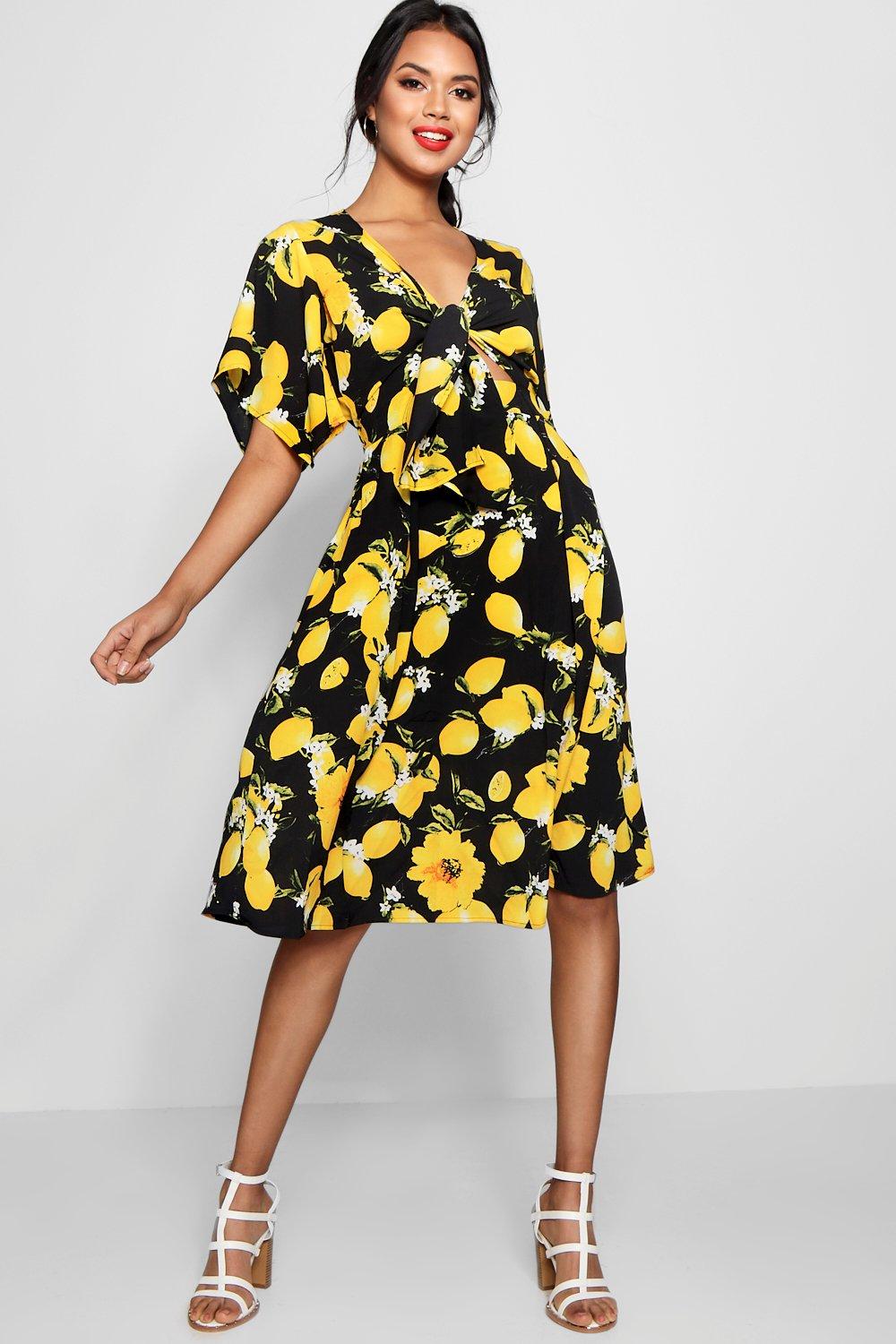 boohoo lemon print dress