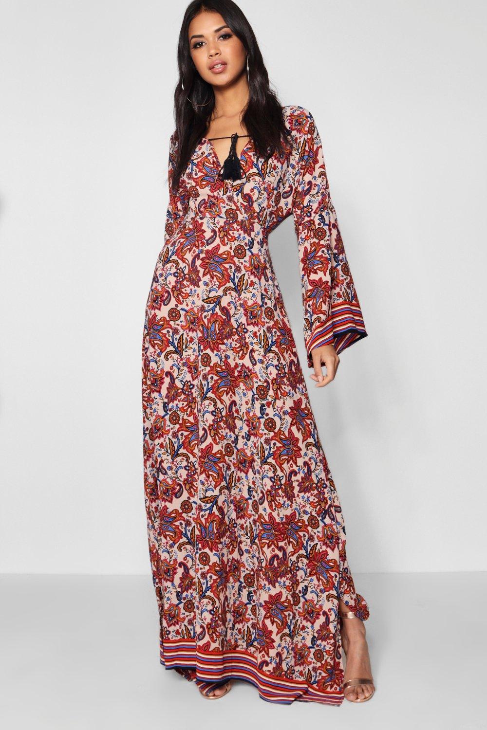 flute sleeve maxi dress