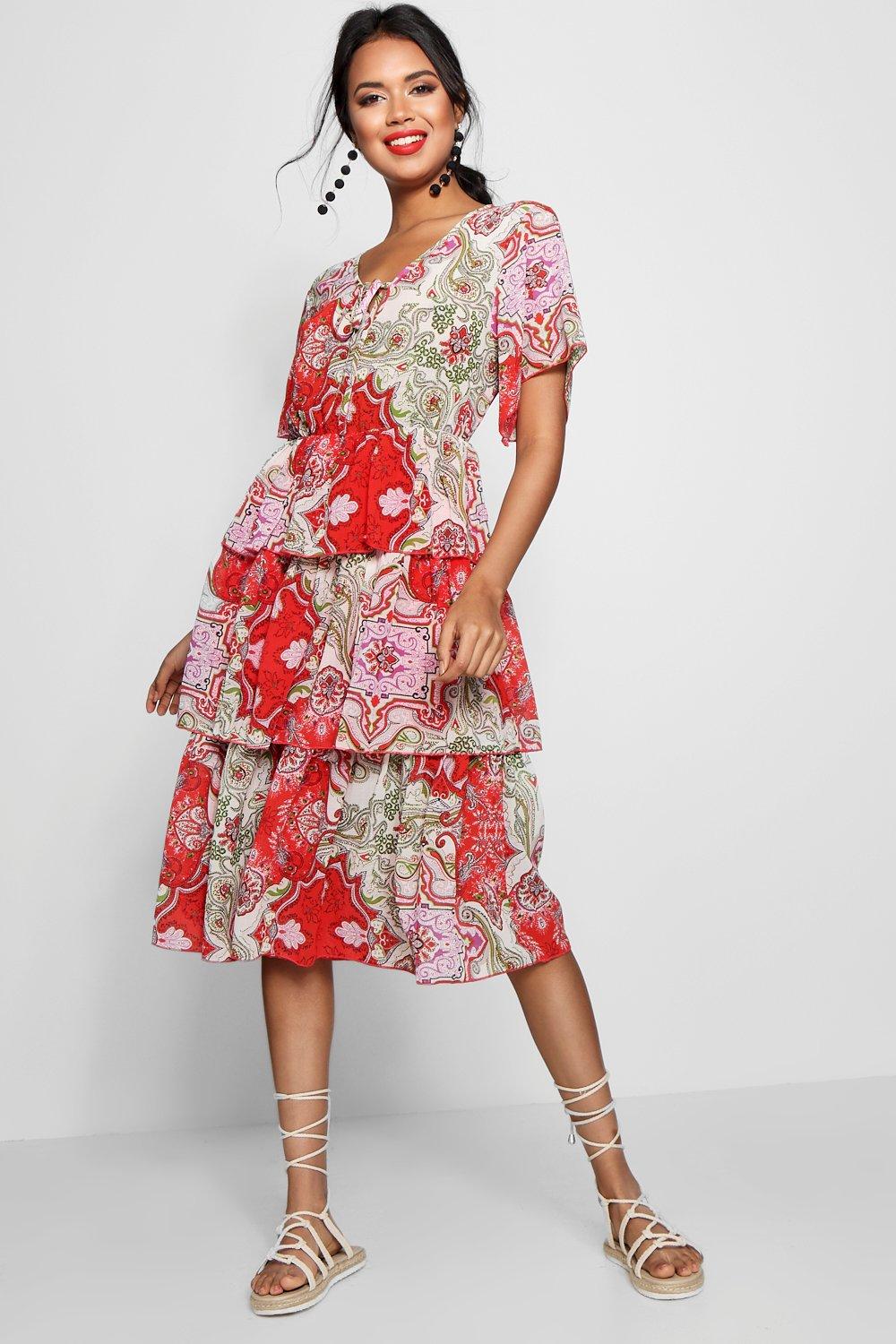 paisley print midi dress