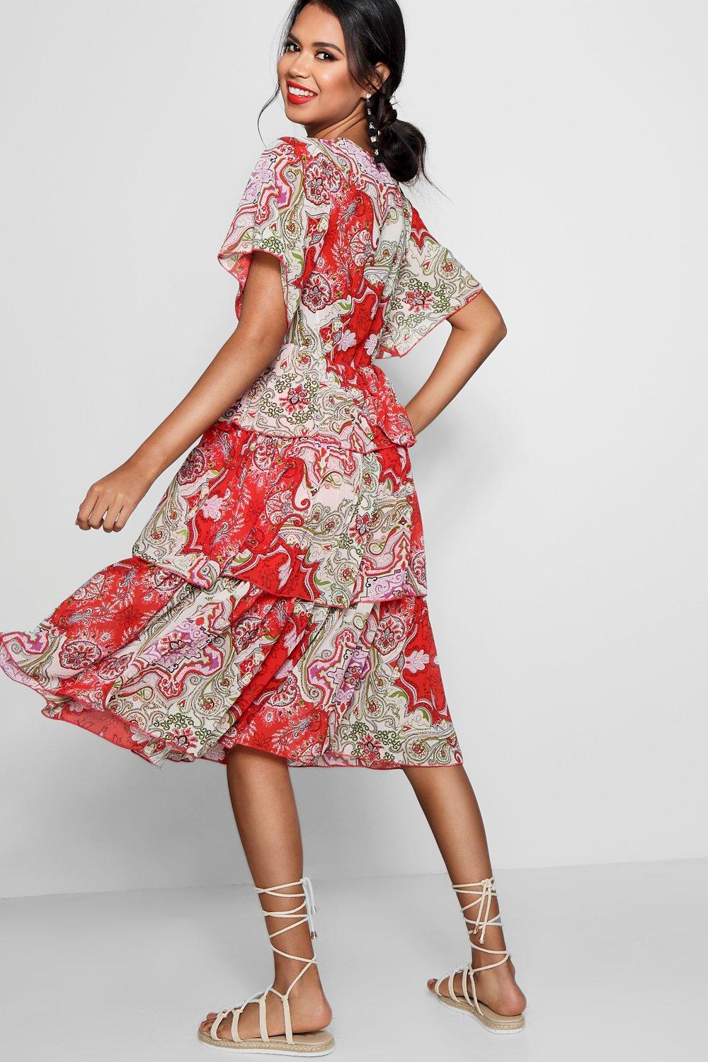 boohoo paisley print midi dress