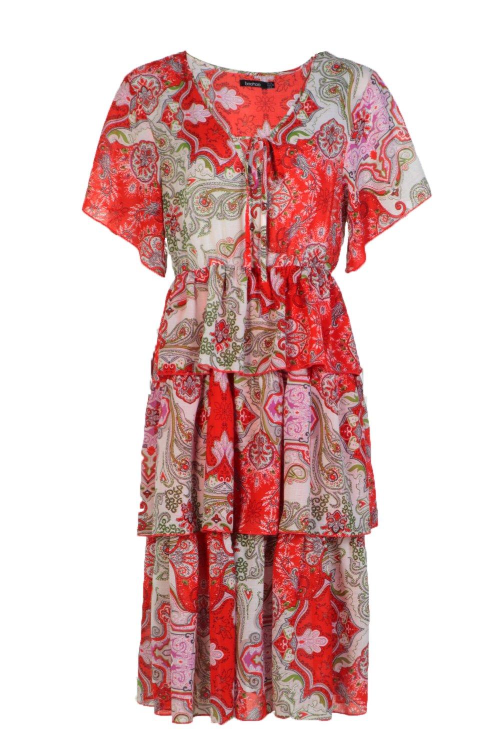 boohoo paisley print midi dress