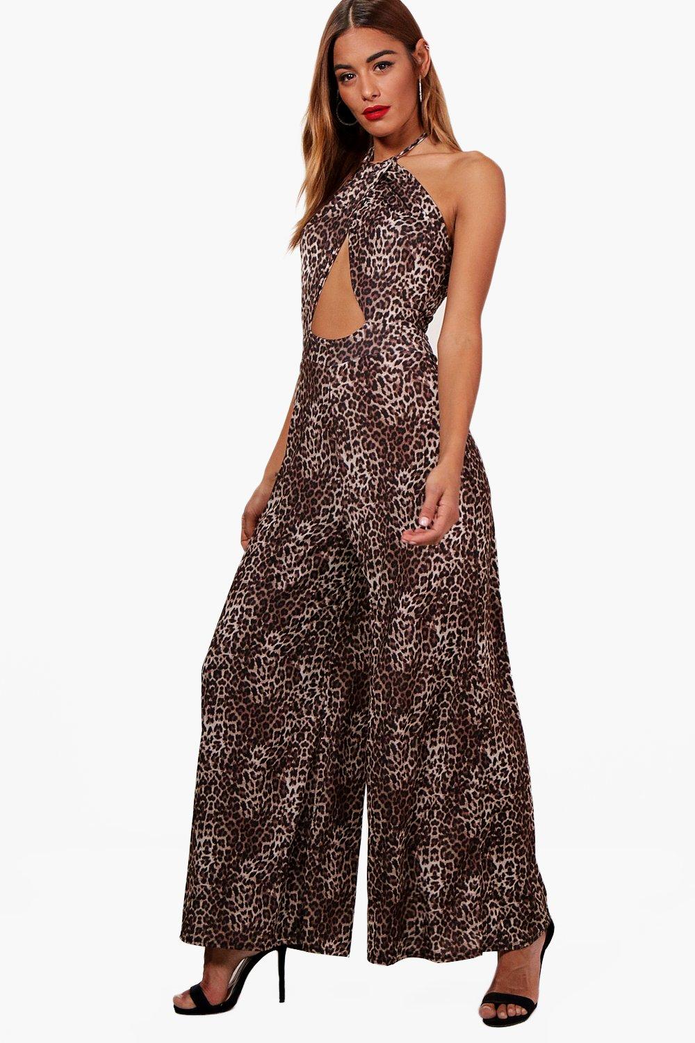 boohoo leopard print jumpsuit