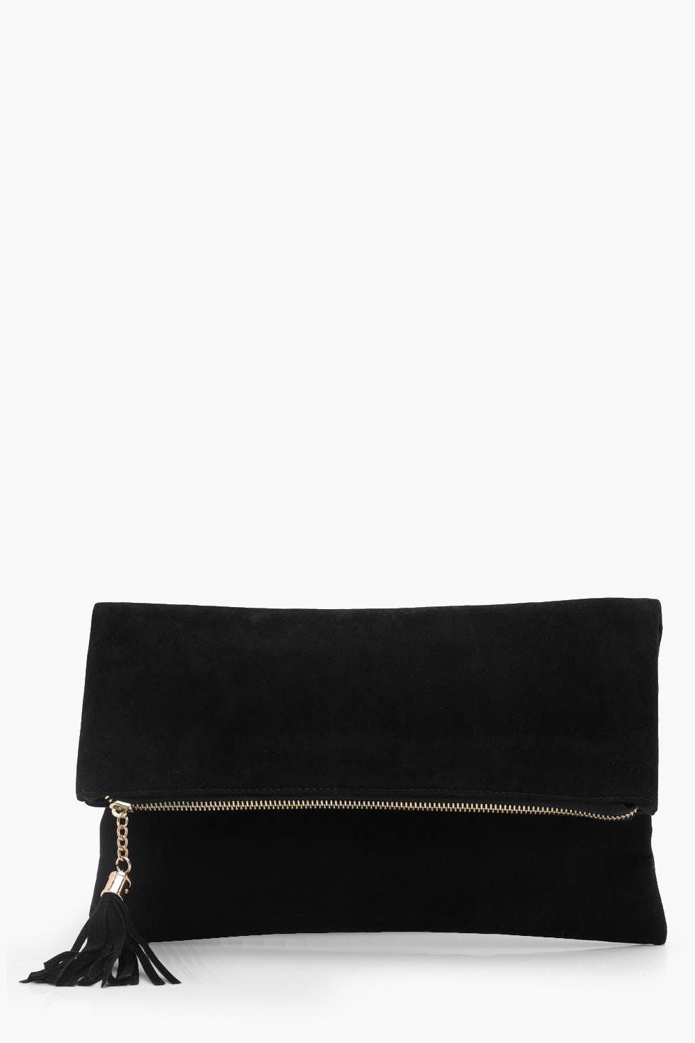 black fold over clutch bag