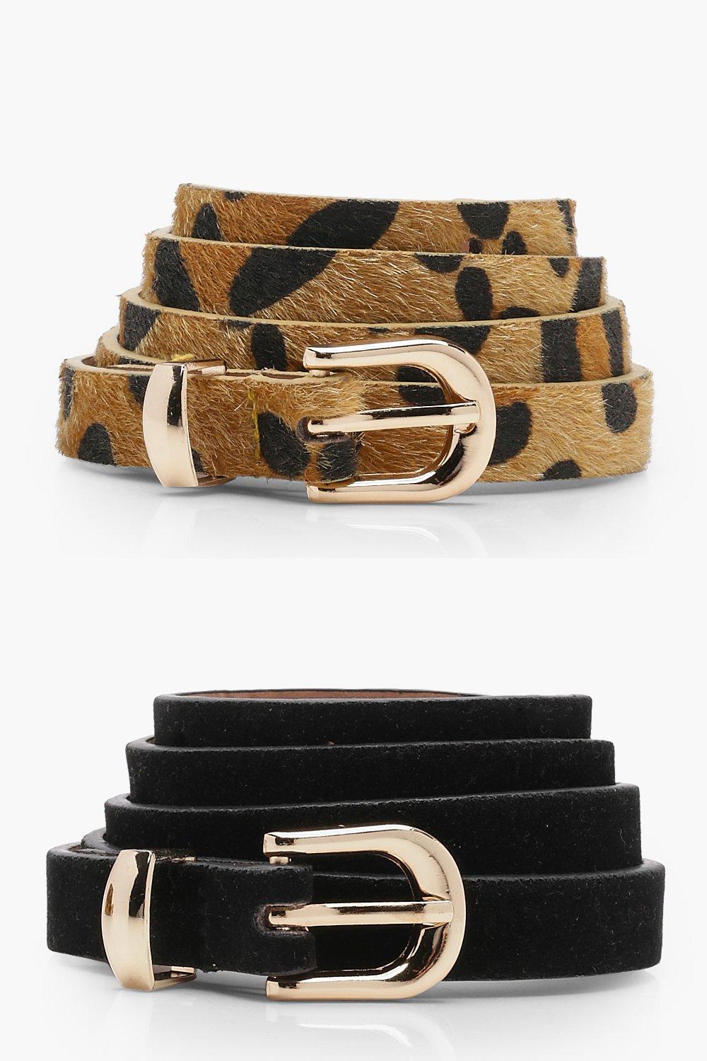 Click to view product details and reviews for Womens 2 Pack Leopard And Suedette Belt Black One Size Black.