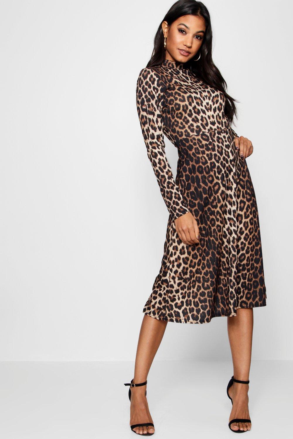 leopard print dress midi