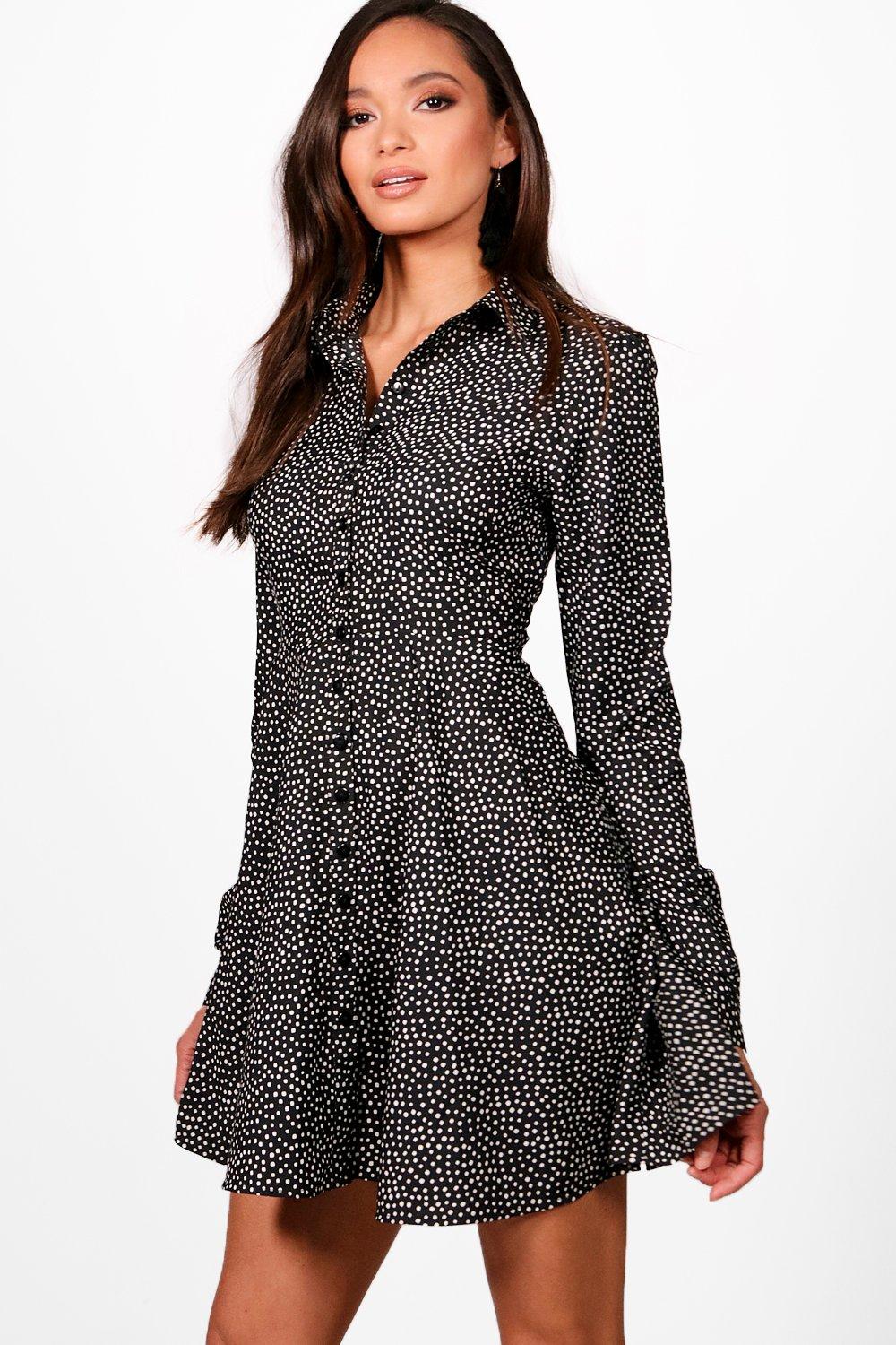 black skater shirt dress