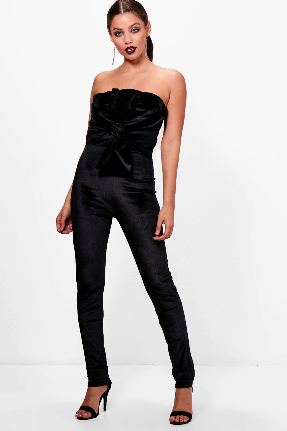 boohoo velvet jumpsuit