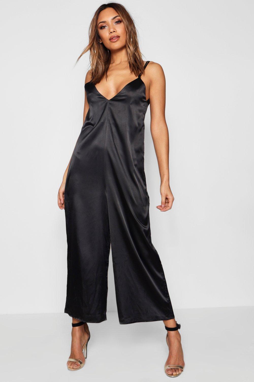 satin wide leg jumpsuit