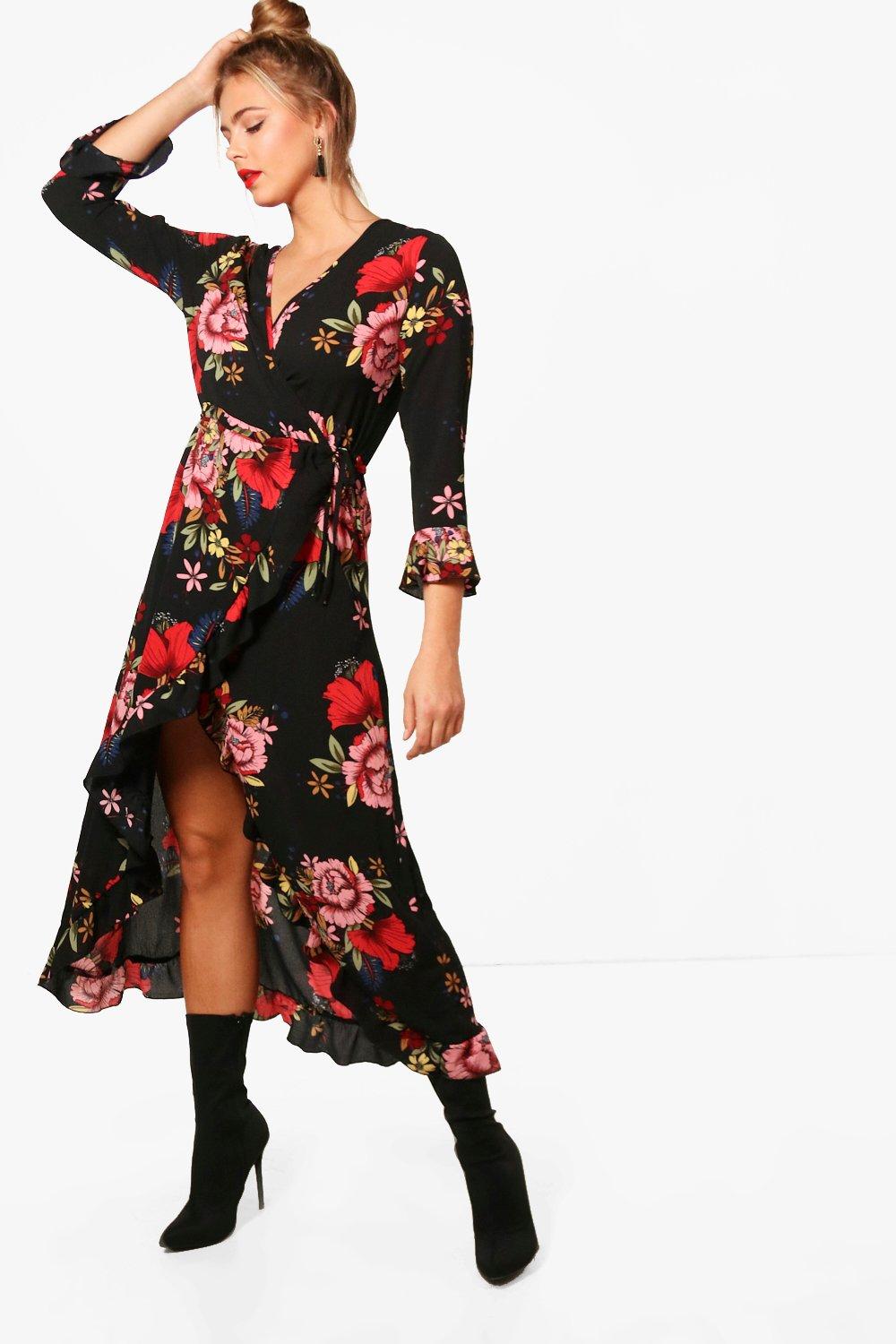 midi wrap tea dress