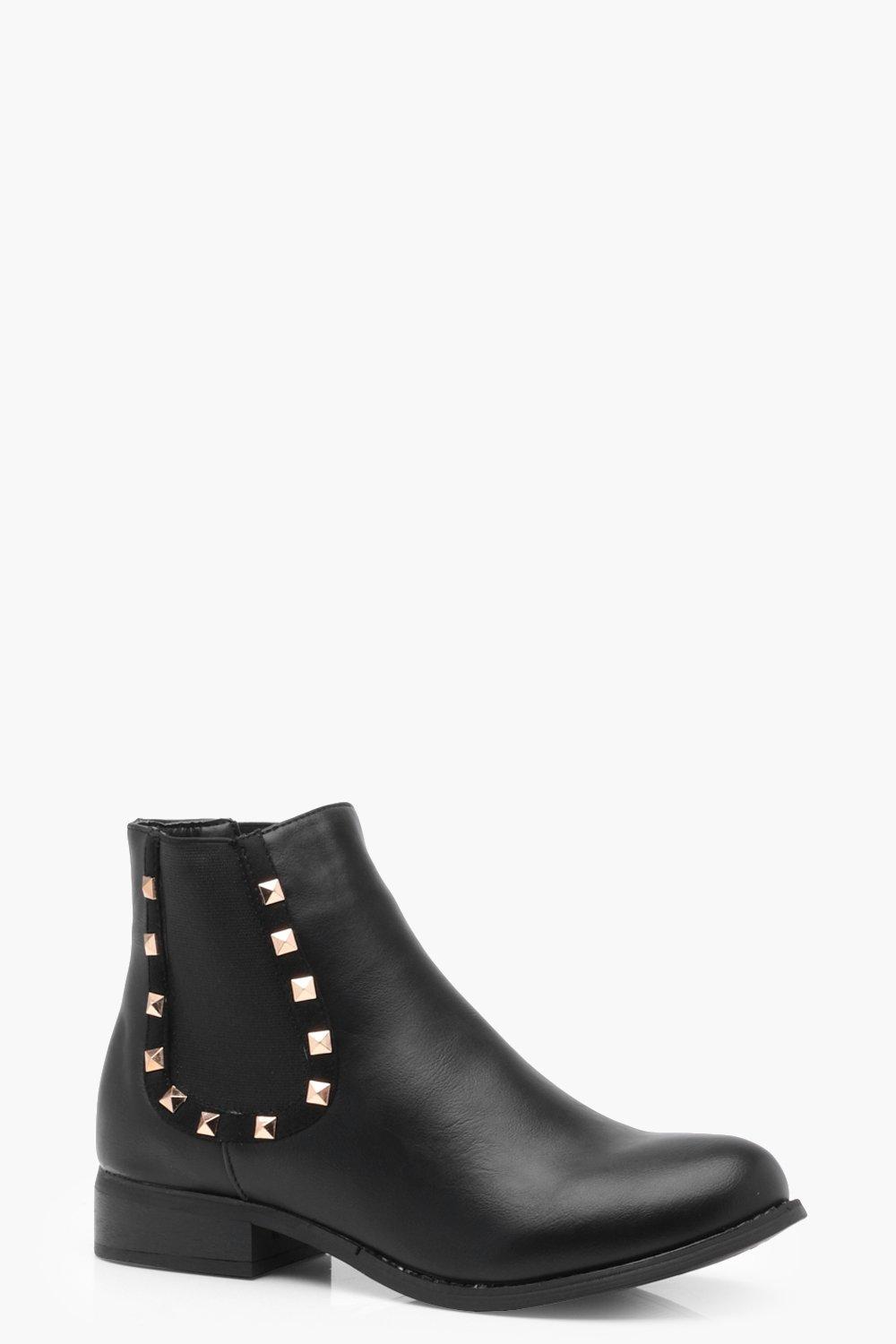 womens black studded chelsea boots