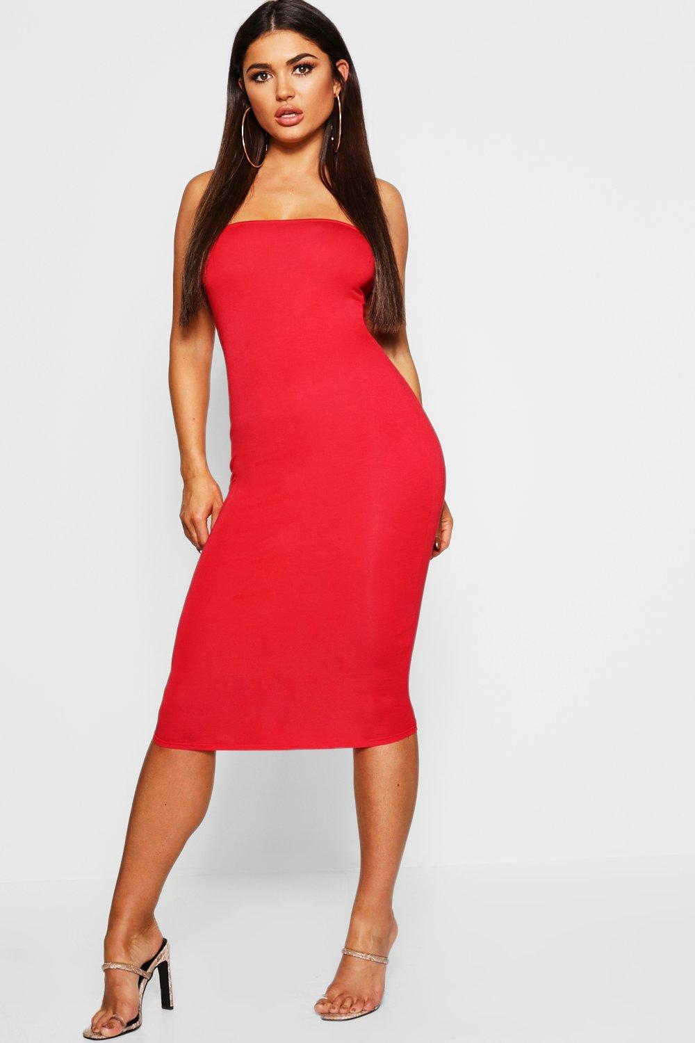 Red Bodycon Midi Dress