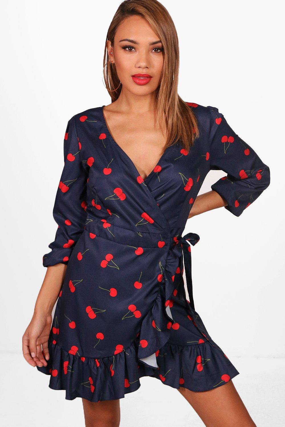 black dress with cherries