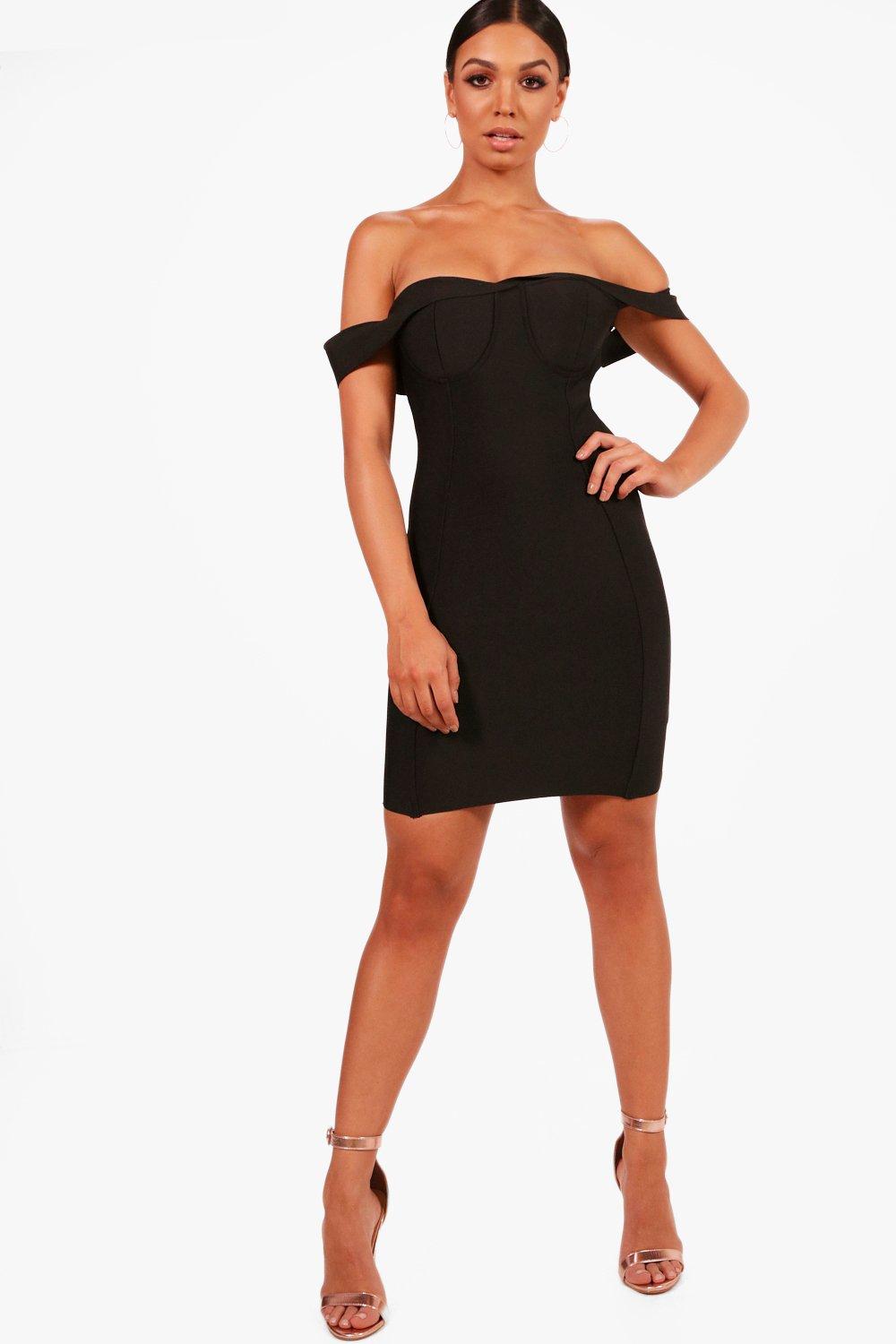 

Boutique Premium Bandage Off The Shoulder Dress, Черный