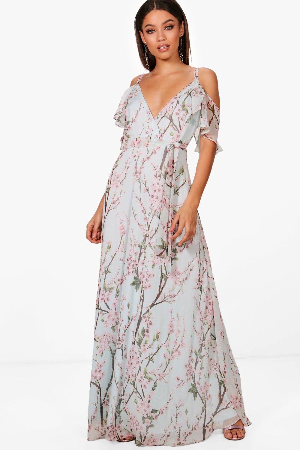 cold shoulder maxi dress floral