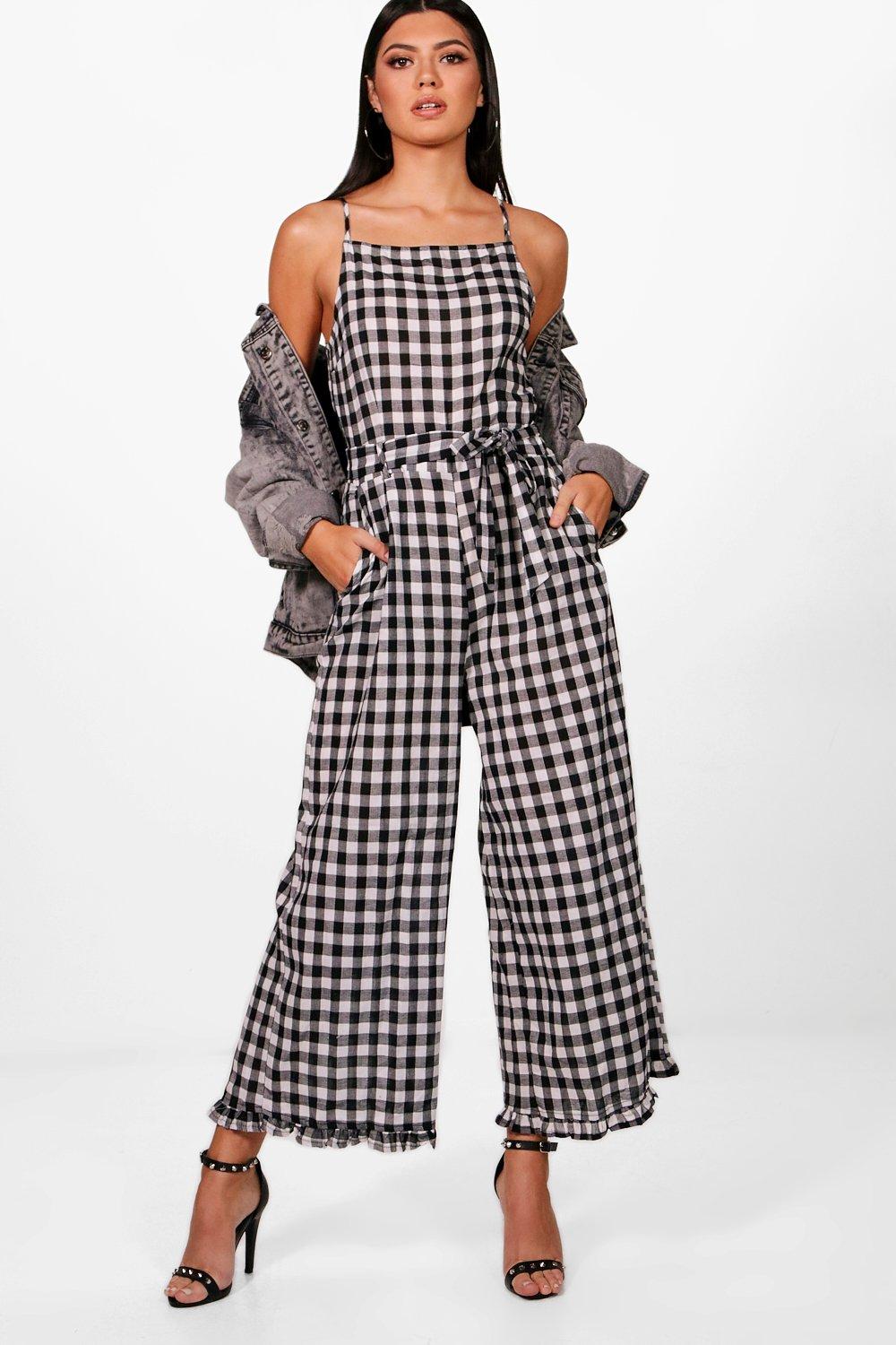 gingham jumpsuit