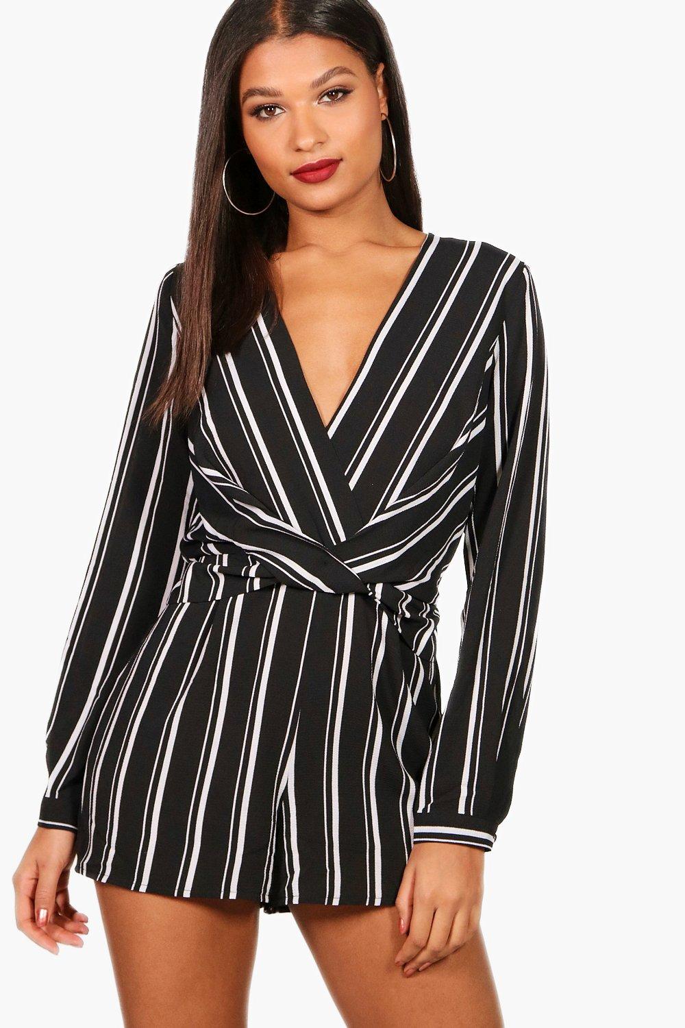 boohoo striped playsuit