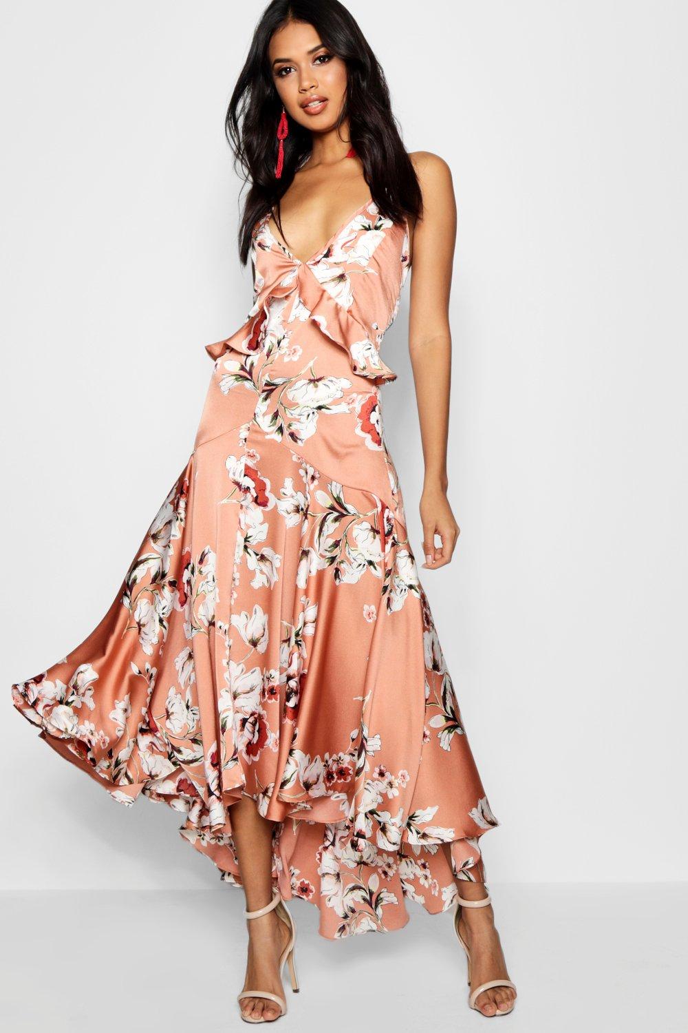 floral dip hem dress