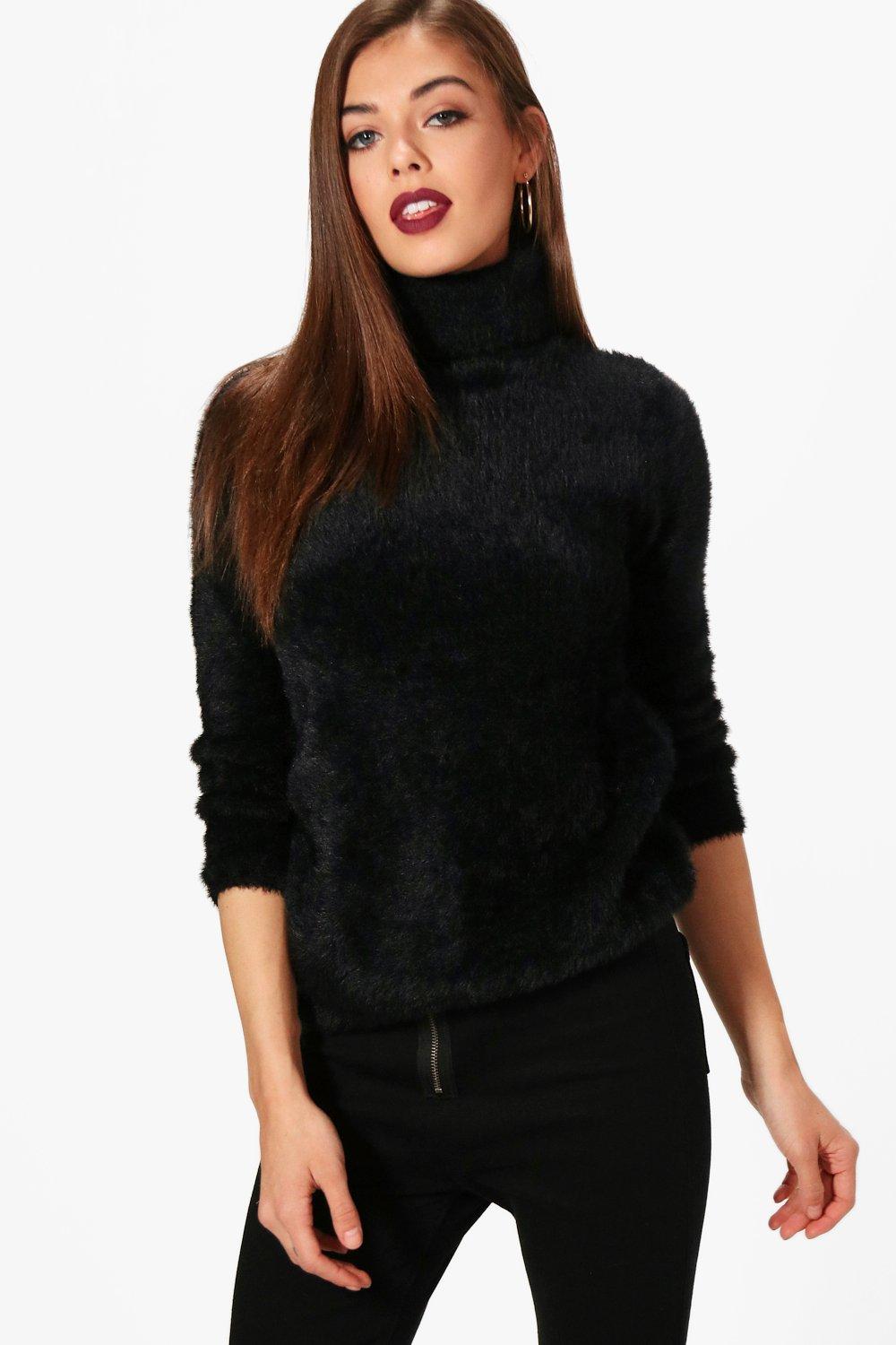 fluffy polo neck jumper