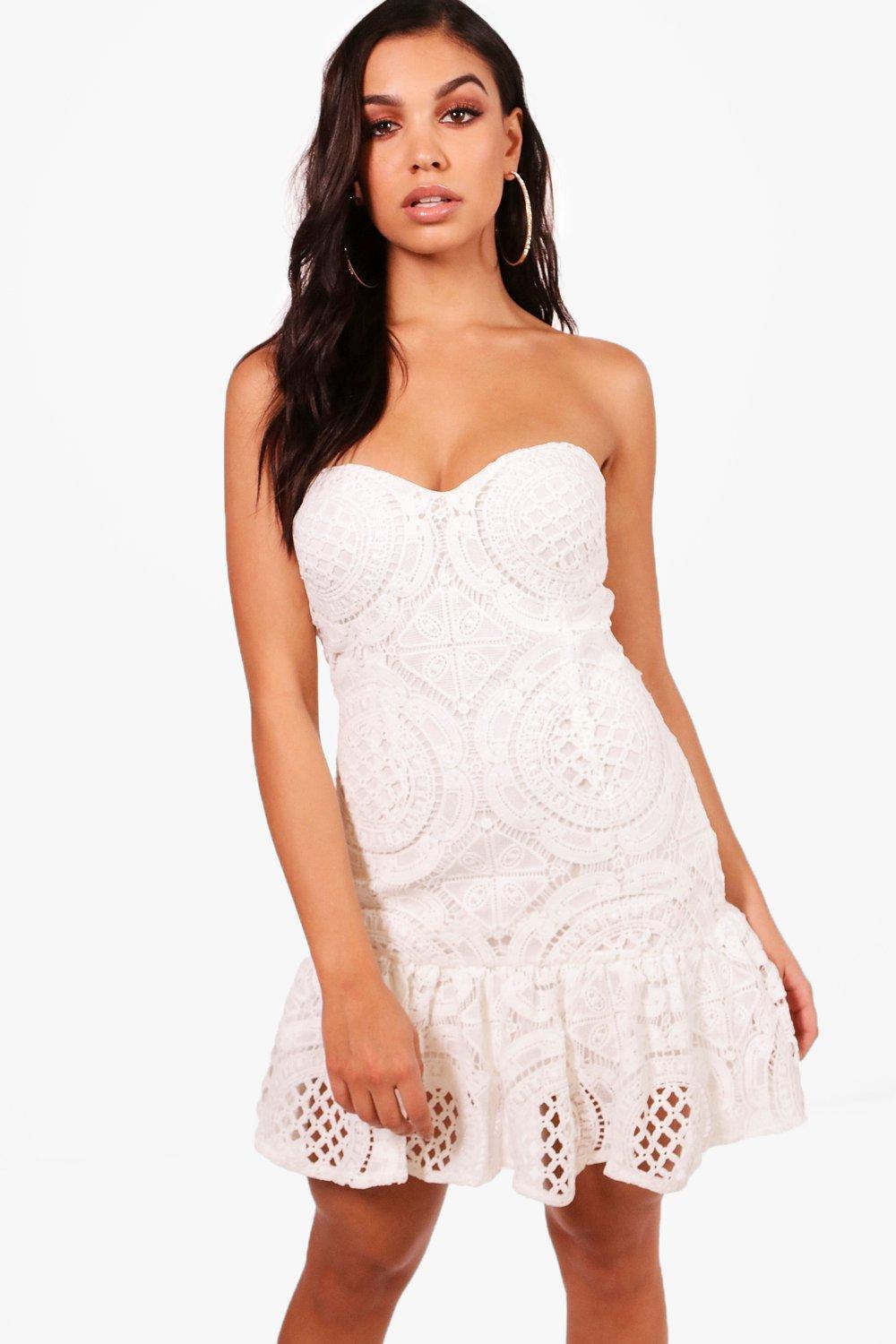 

Boutique Lace Drop Hem Bandeau Dress, Слоновая кость