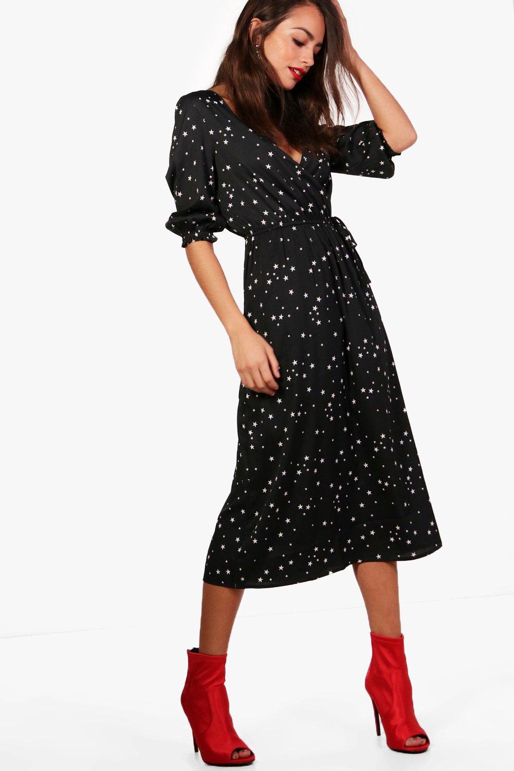 star print midi dress