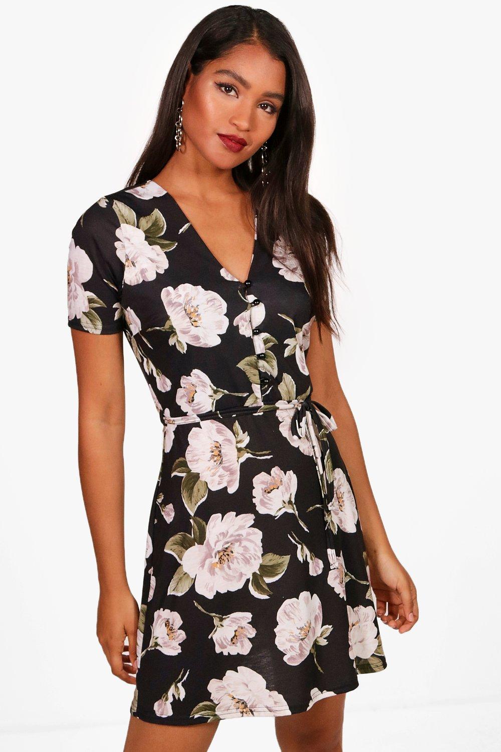 v neck tea dress