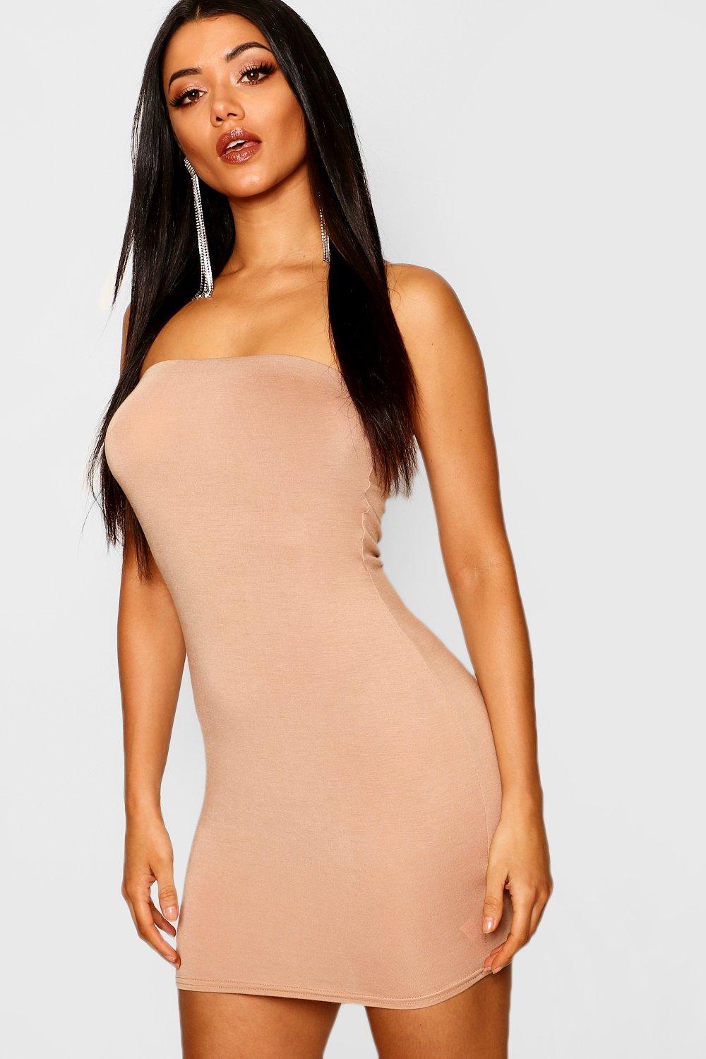 bandeau jersey bodycon dress