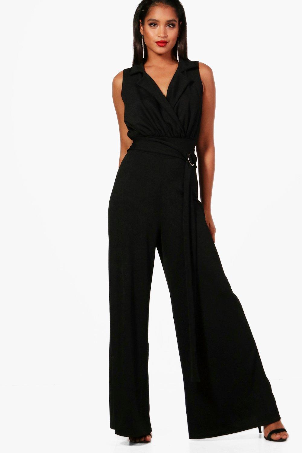 women's tuxedo style jumpsuit