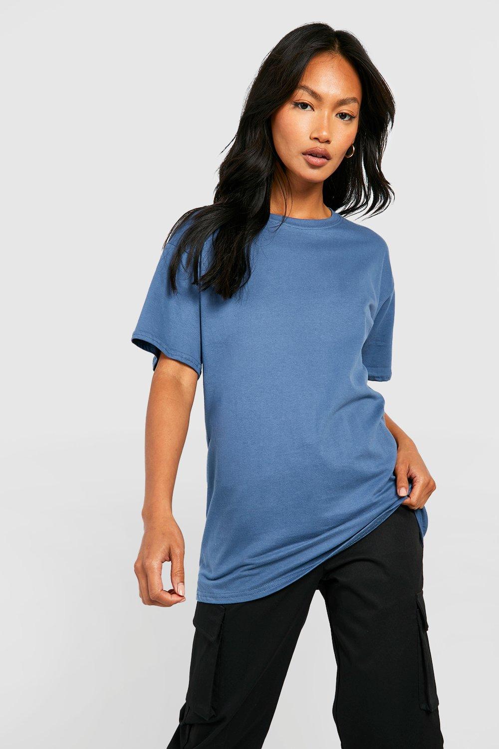 Image of T-shirt Basic oversize in taglio maschile, Azzurro