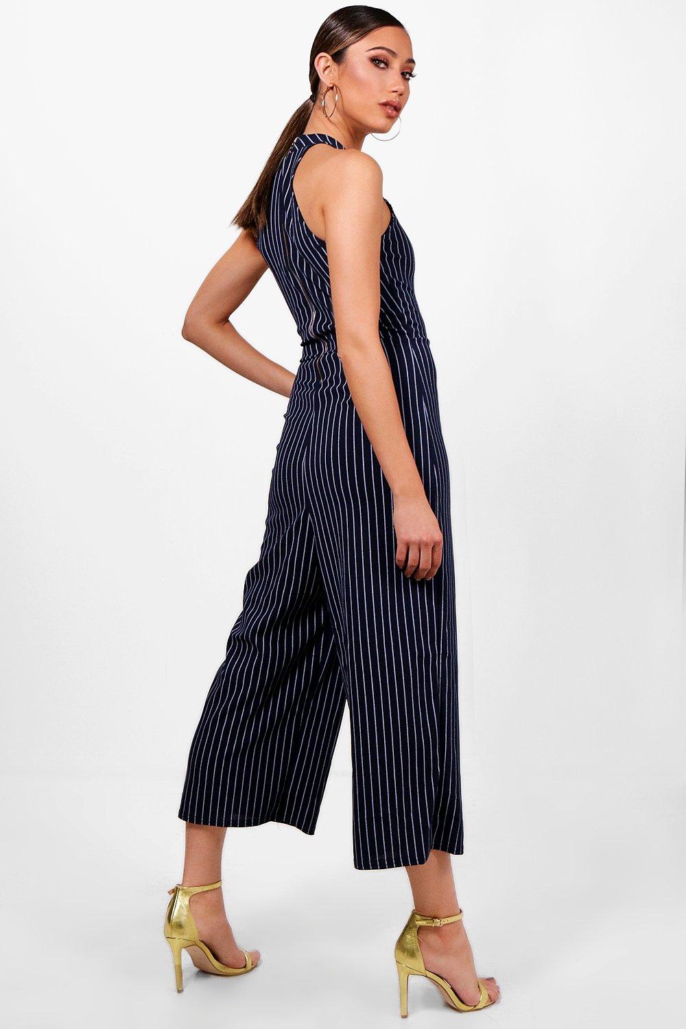 pinstripe culotte jumpsuit