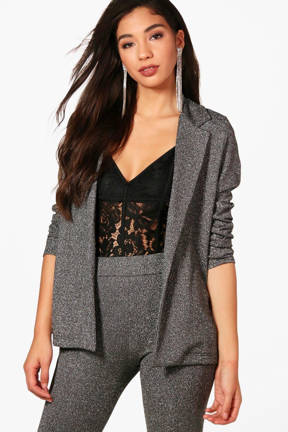 black glitter blazer dress