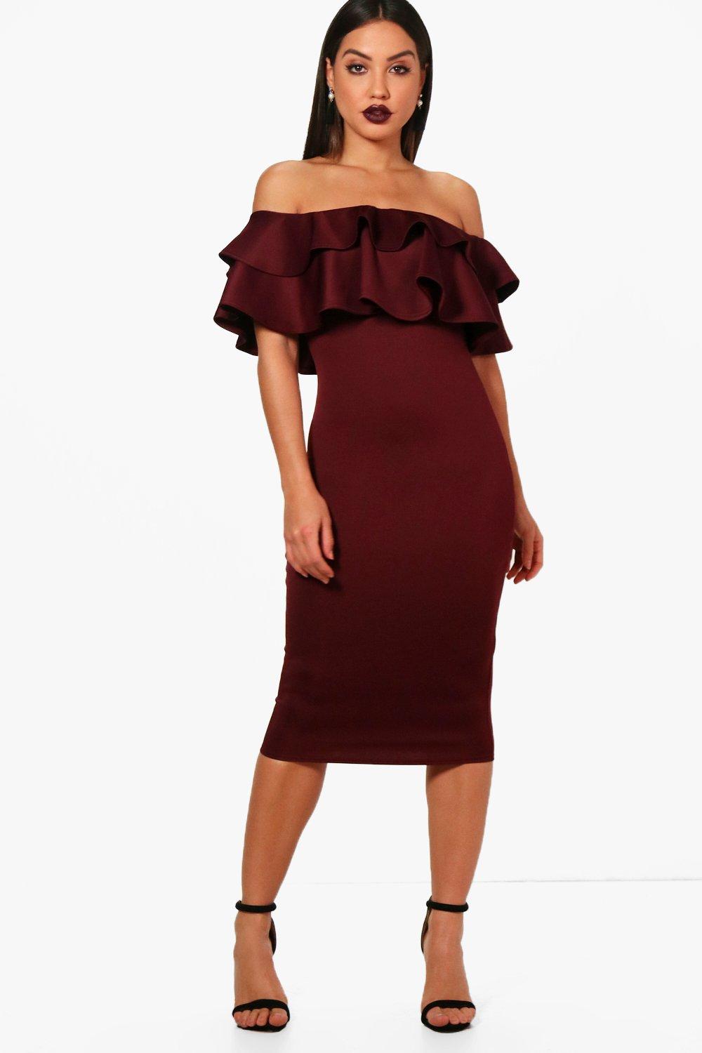 bardot layered frill dress