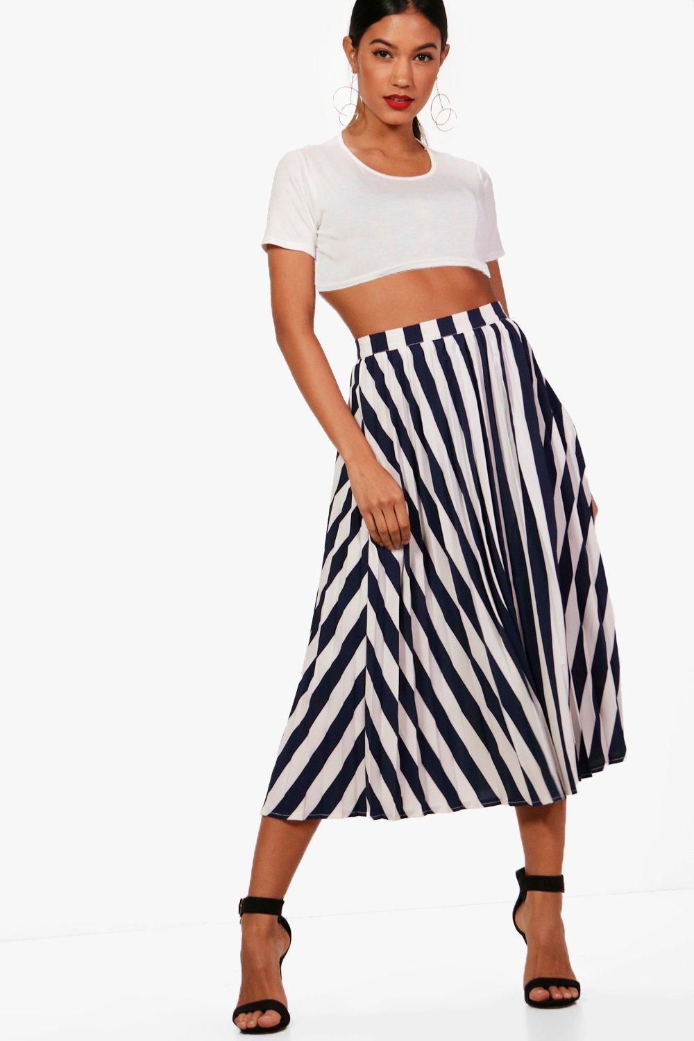 navy midi skater skirt