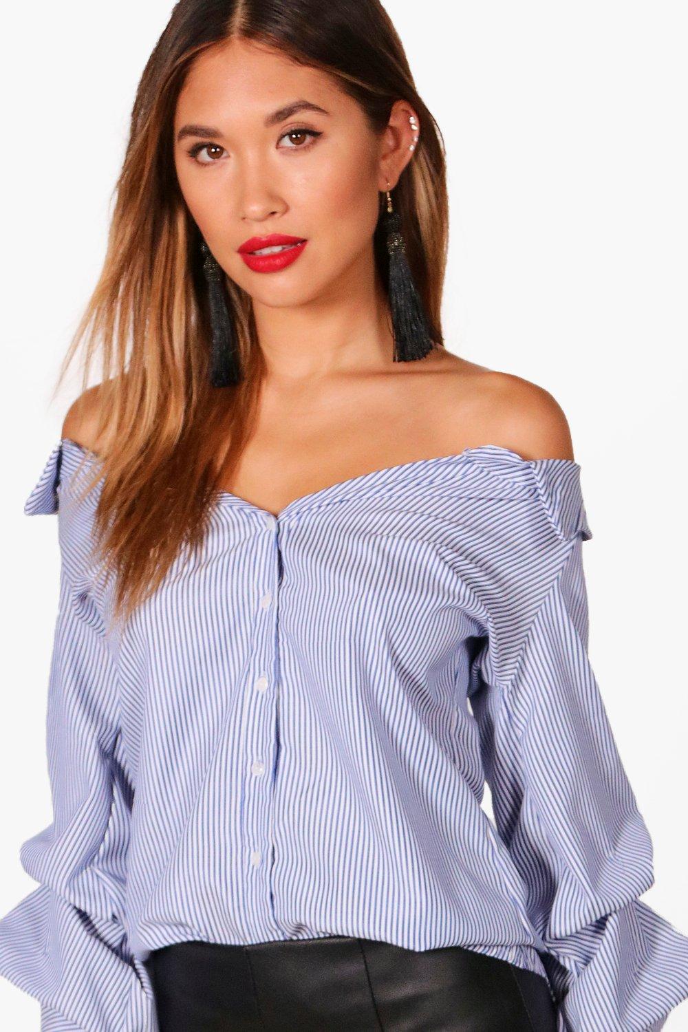 girls ruffle sleeve shirt