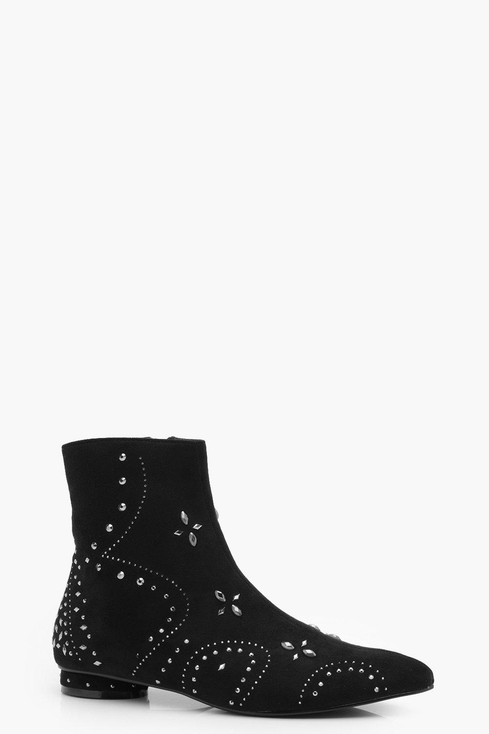 black embellished ankle boots
