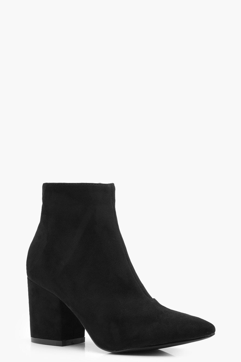 pointed boots with block heel