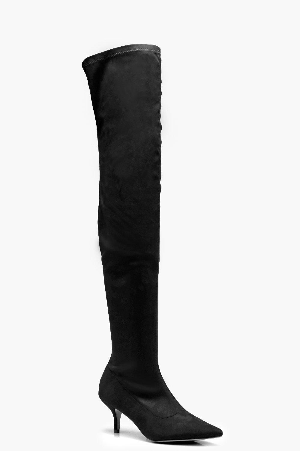 kitten heel over knee boots