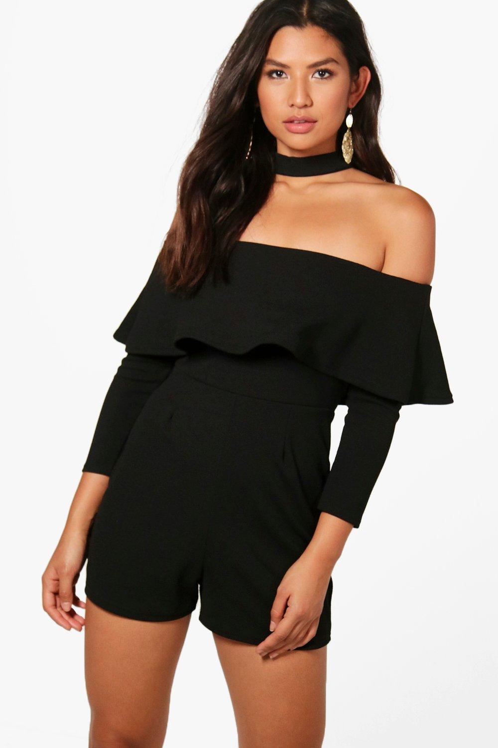 long sleeve playsuit boohoo