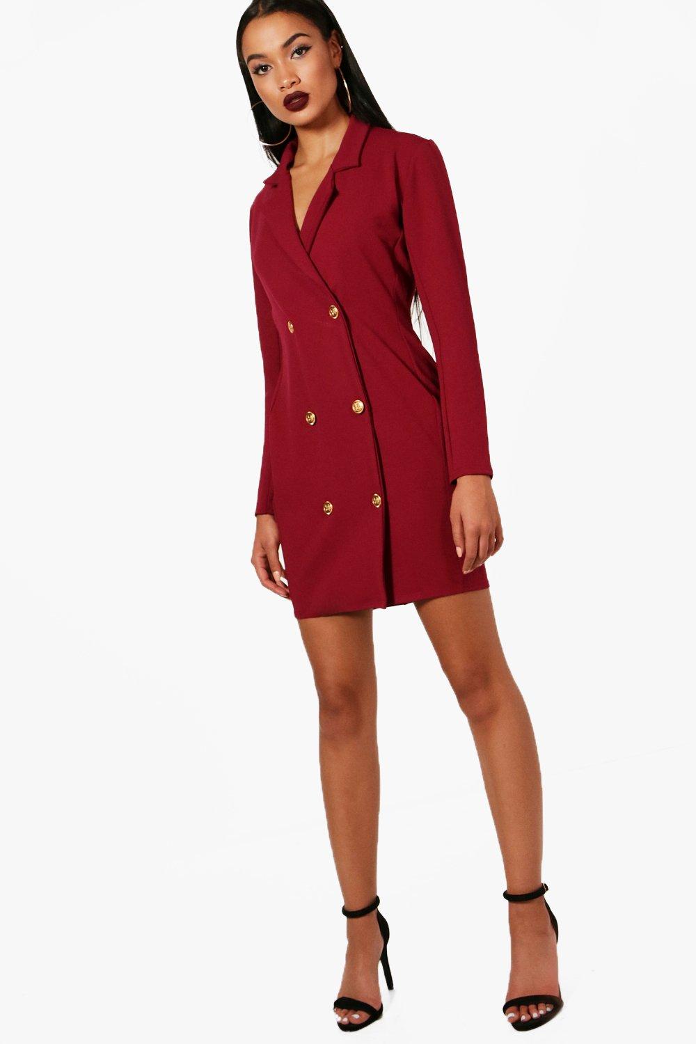 maroon blazer dress