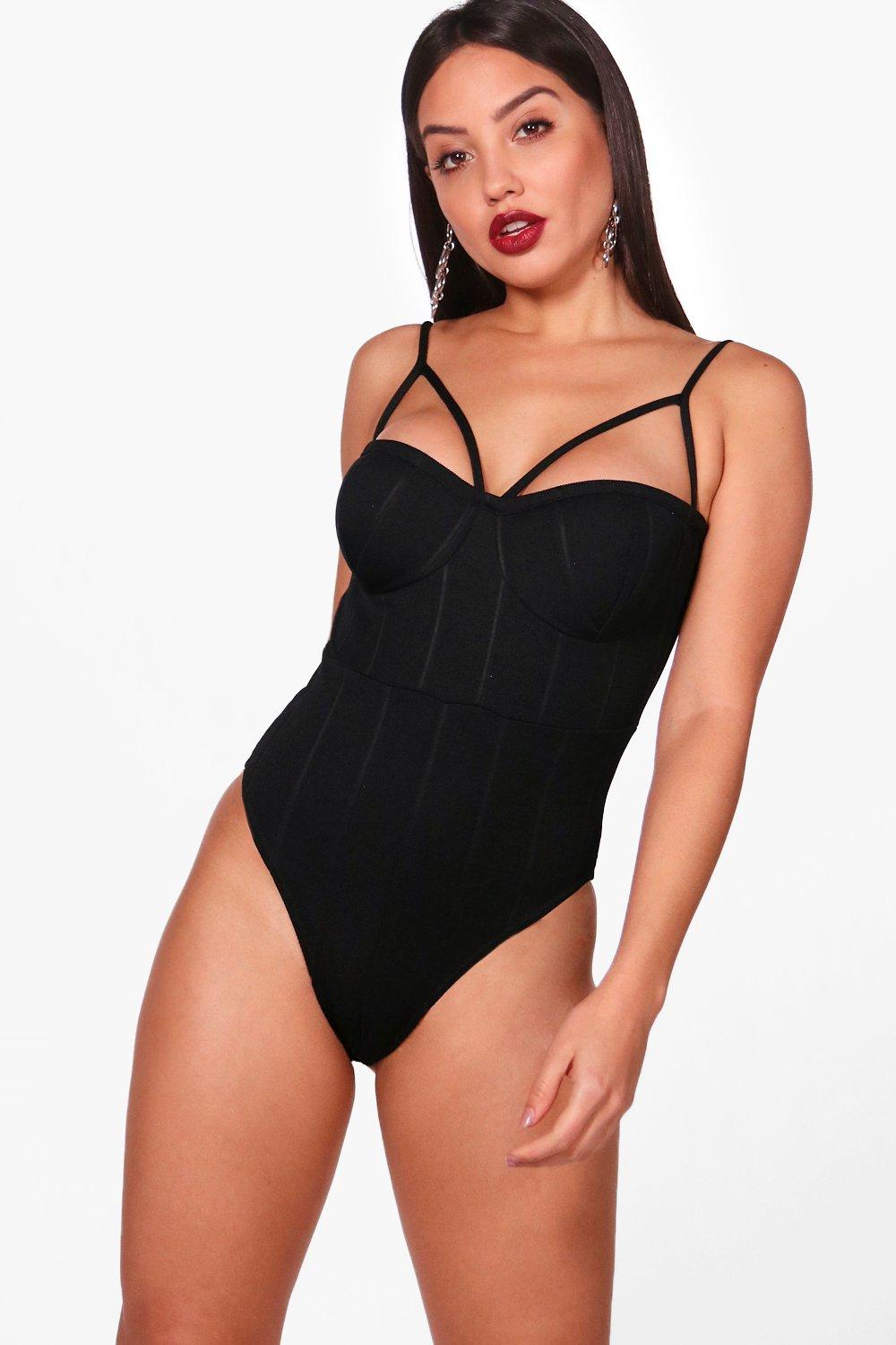 black strappy bodysuit