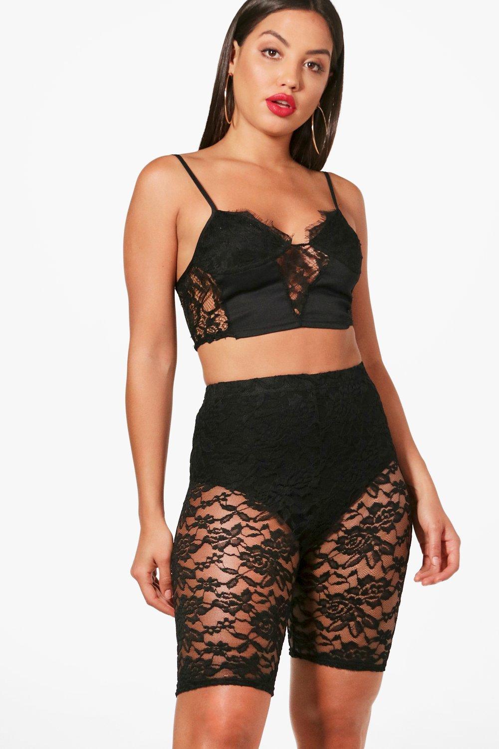 black lace bike shorts