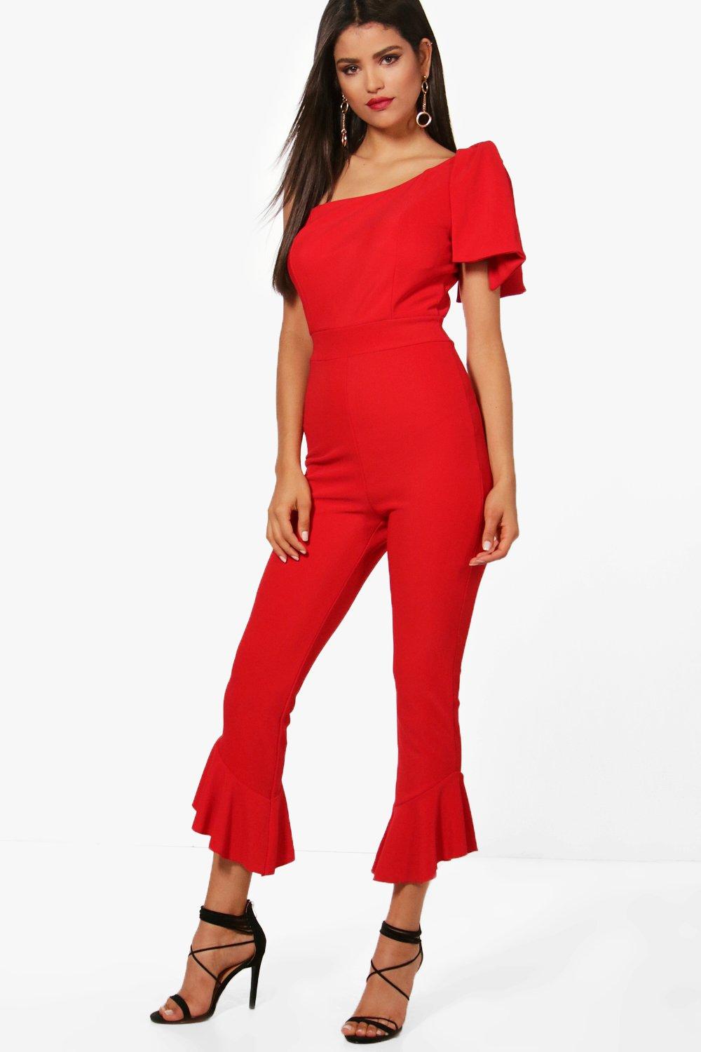 jumpsuit with ruffle leg