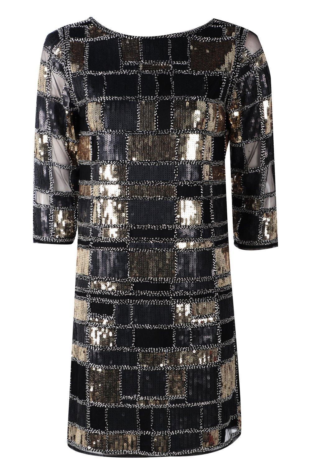 

Boutique блестками 3/4 Облегающее платье с рукавами, Черный