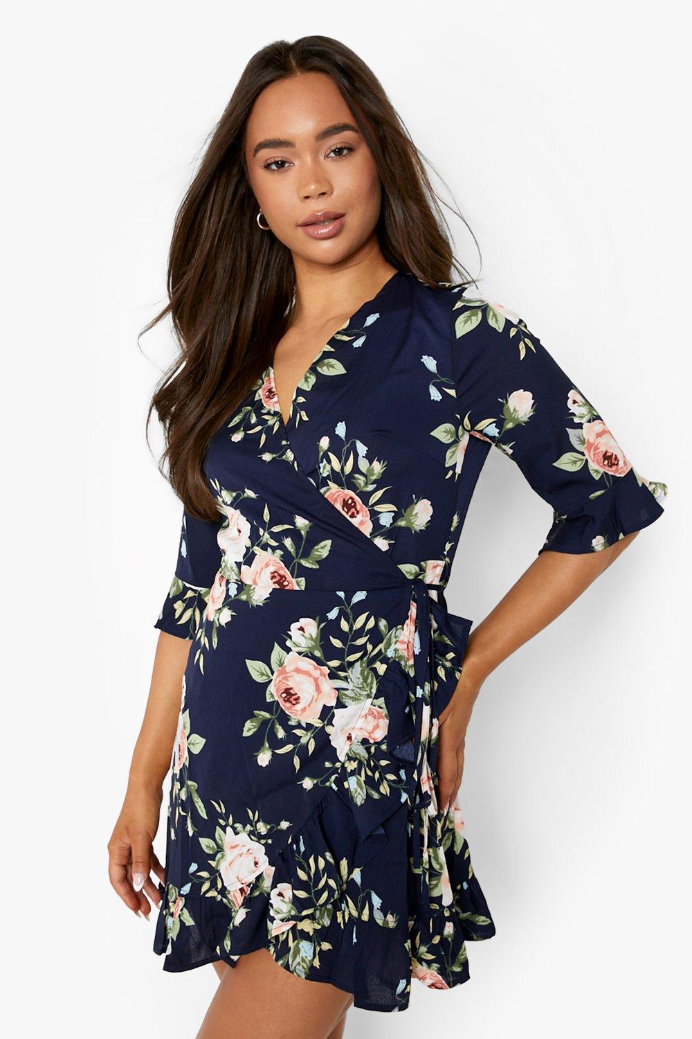 red wrap dress boohoo