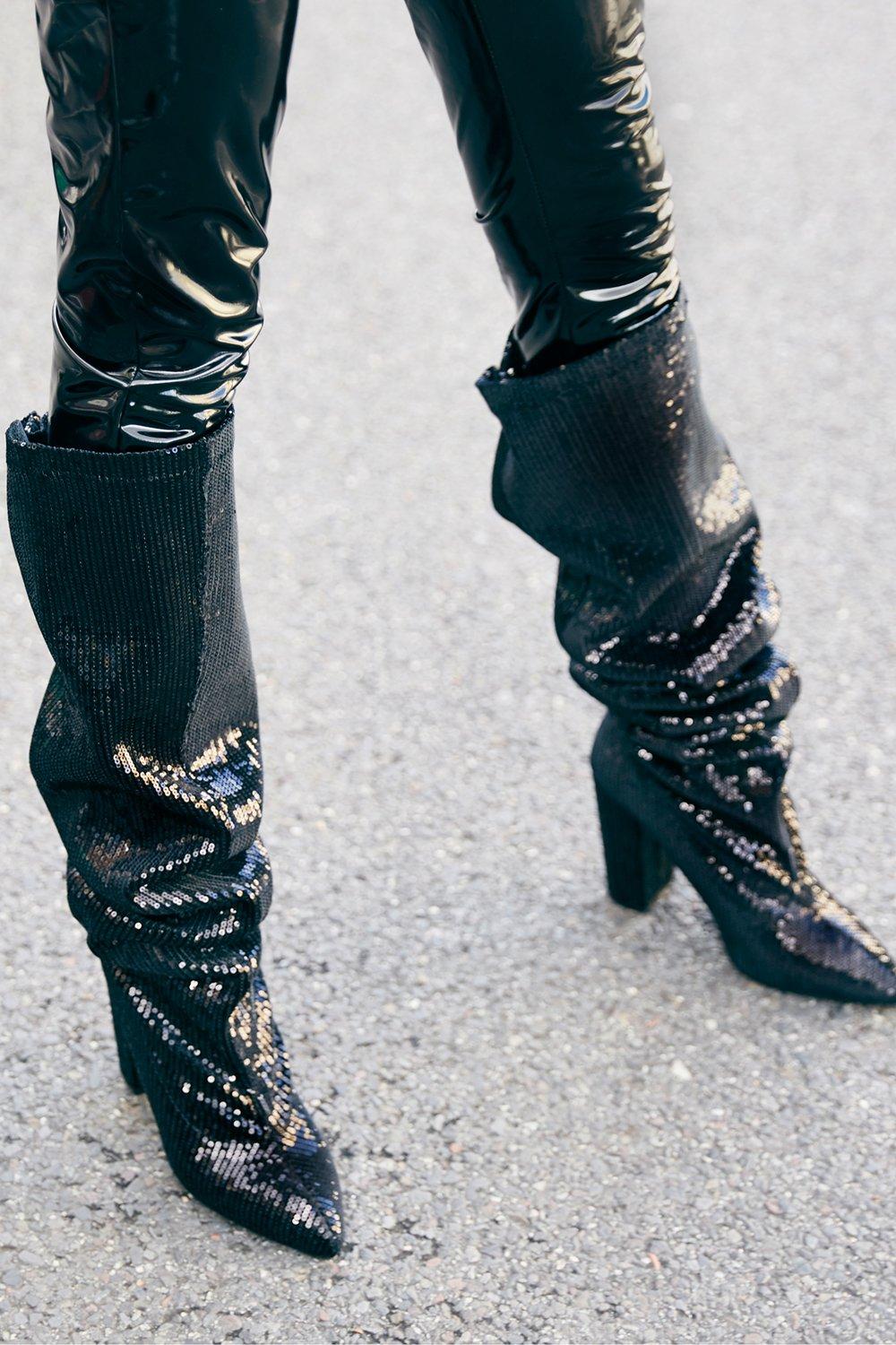 over the knee sequin boots