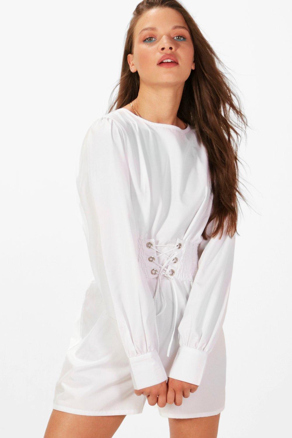 white long sleeve playsuit