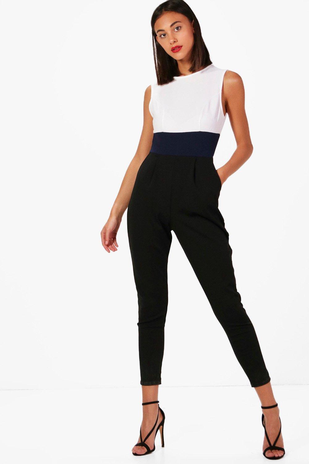 jumpsuit with block heels