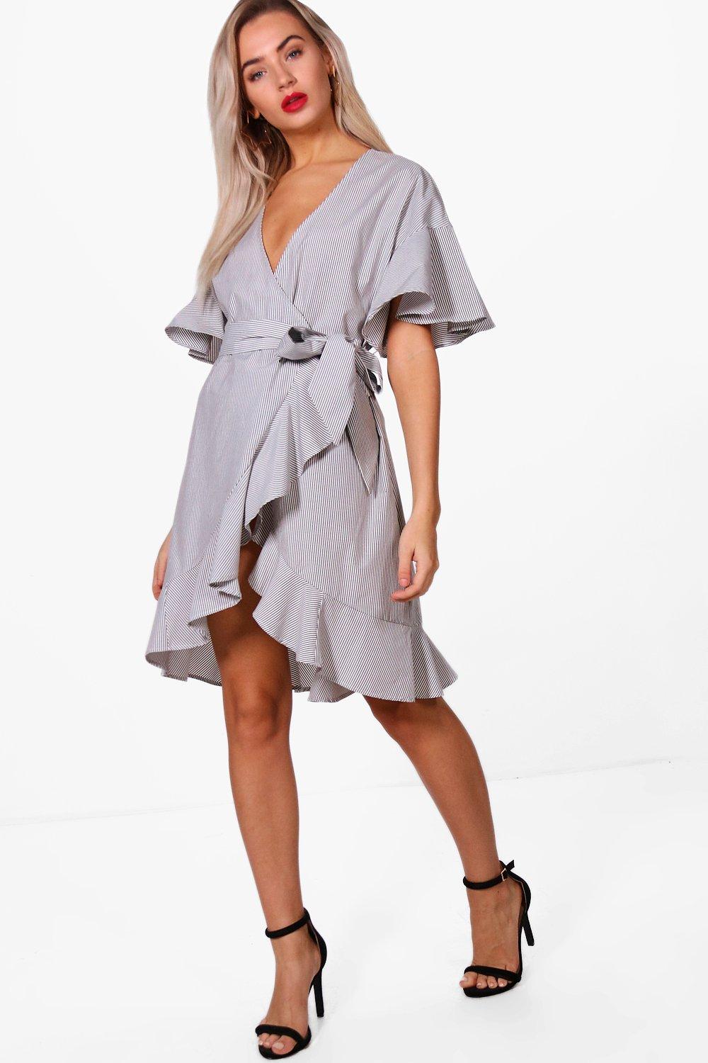 frill detail wrap dress