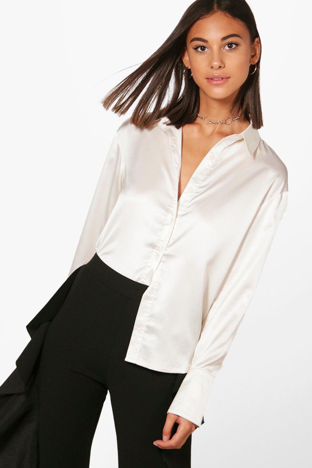 cream satin blouse