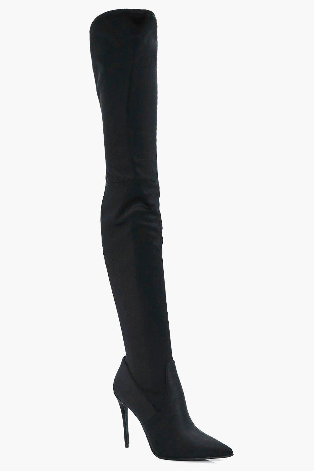 Honey Pointed Toe Stretch Over The Knee Boot | Boohoo