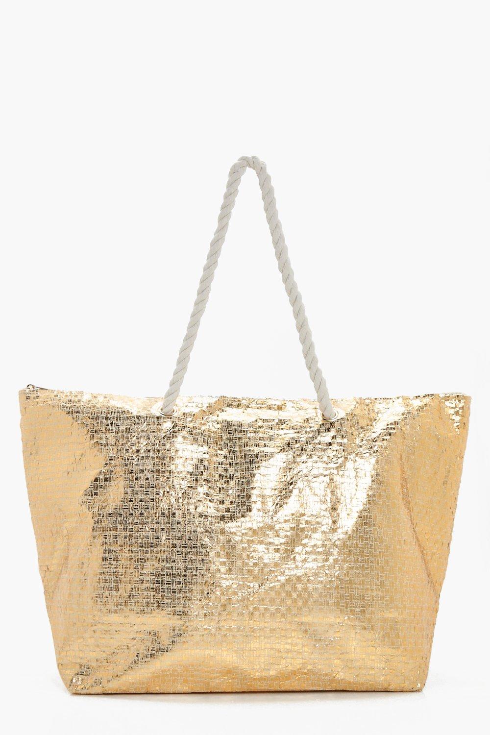 gold metallic beach bag